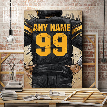 Pittsburgh Steelers Jersey Custom Canvas Print Wall Art for Boy Girl Men Women American Football Personalized Canvas Art